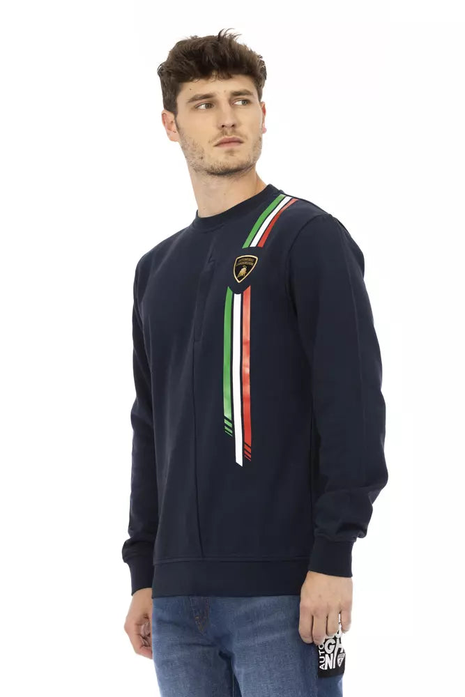 Automobili Lamborghini Sleek Shield Emblem Sweat-shirt à col rond bleu