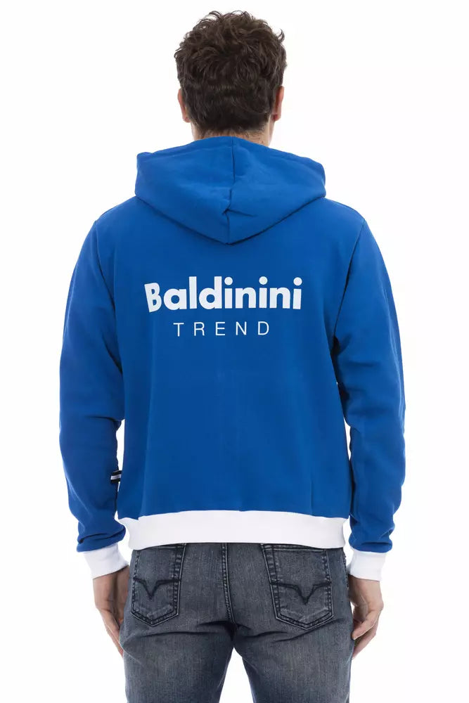 Baldinini Trend élégant sweat à capuche en laine bleue avec fermeture éclair