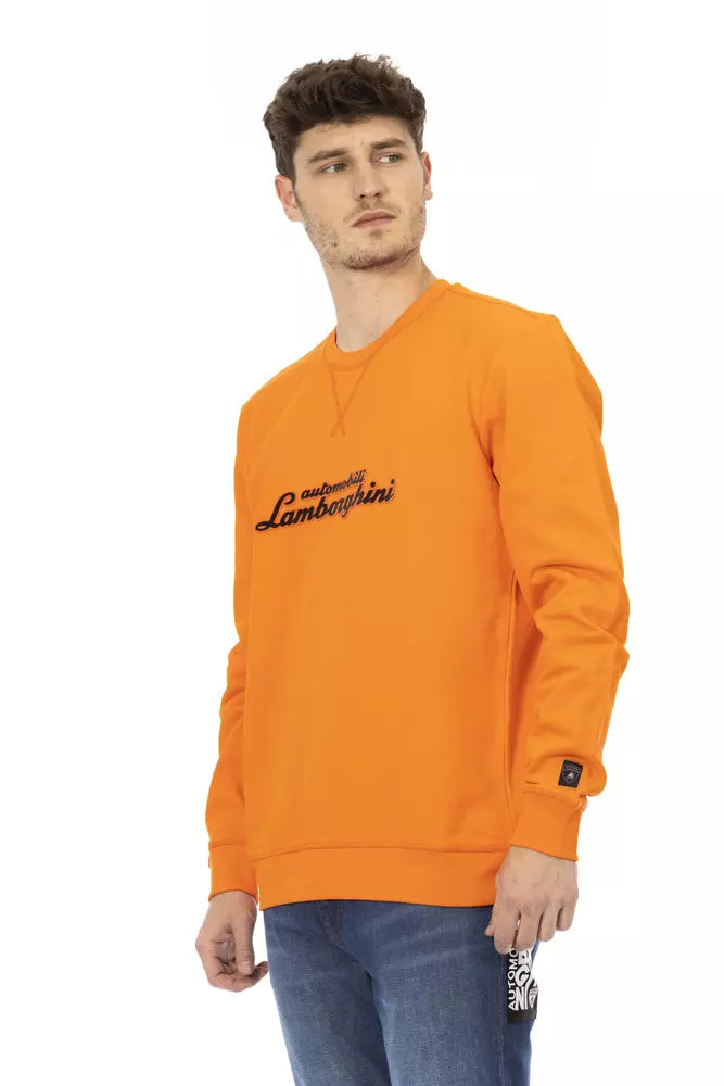 Automobili Lamborghini Sweat-shirt élégant à col rond orange avec logo sur la manche