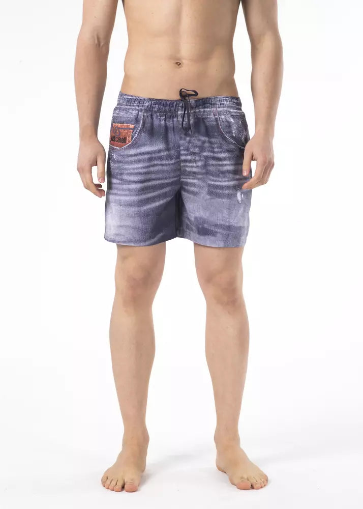 Short de plage imprimé bleu chic Just Cavalli