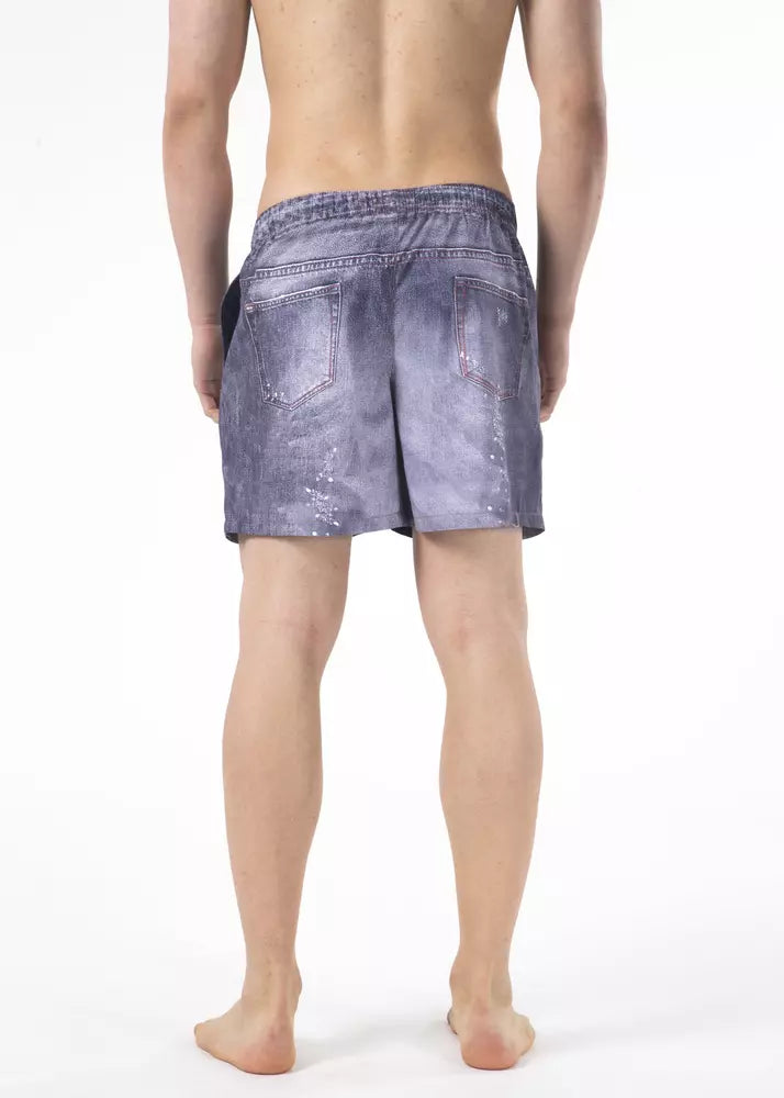 Short de plage imprimé bleu chic Just Cavalli