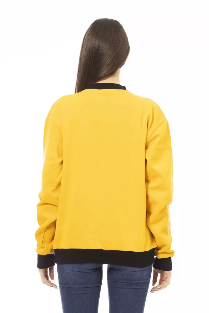 Baldinini Trend Chic Sweat à capuche en molleton de coton jaune avec logo