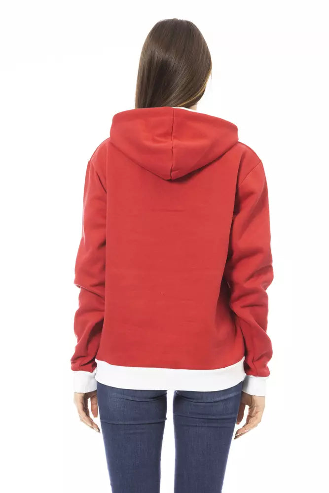 Baldinini Trend Chic Sweat à capuche en coton rouge avec logo sur le devant