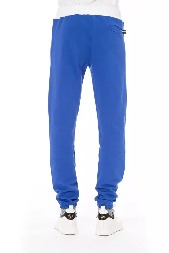 Baldinini Trend Chic Pantalon de sport en coton bleu avec fermeture à lacets