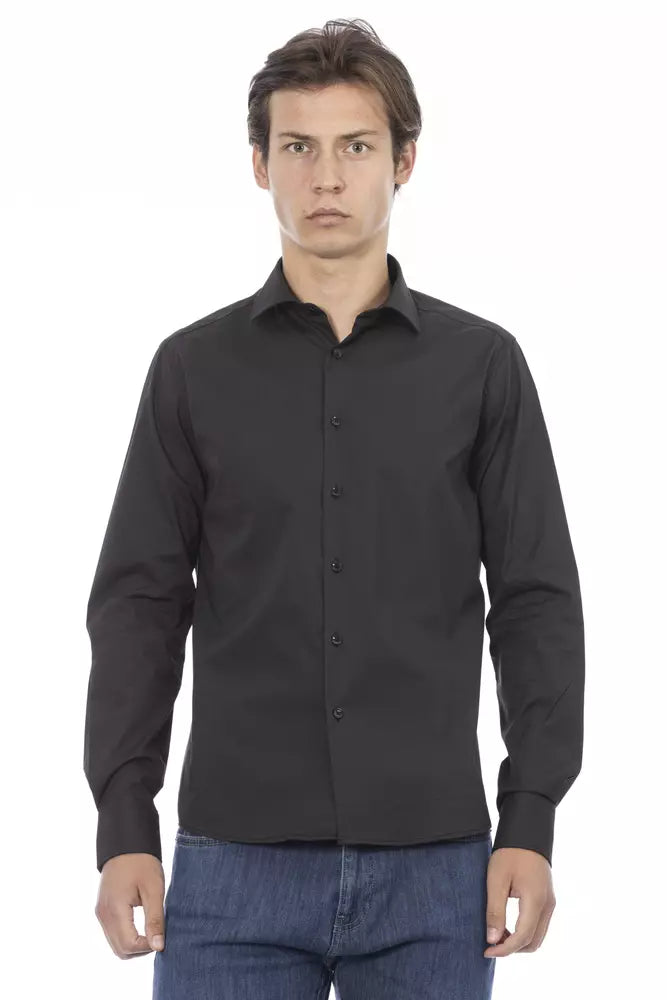 Chemise Baldinini Trend Elite grise coupe slim à col italien