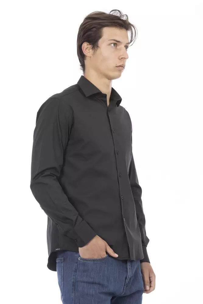 Chemise Baldinini Trend Elite grise coupe slim à col italien