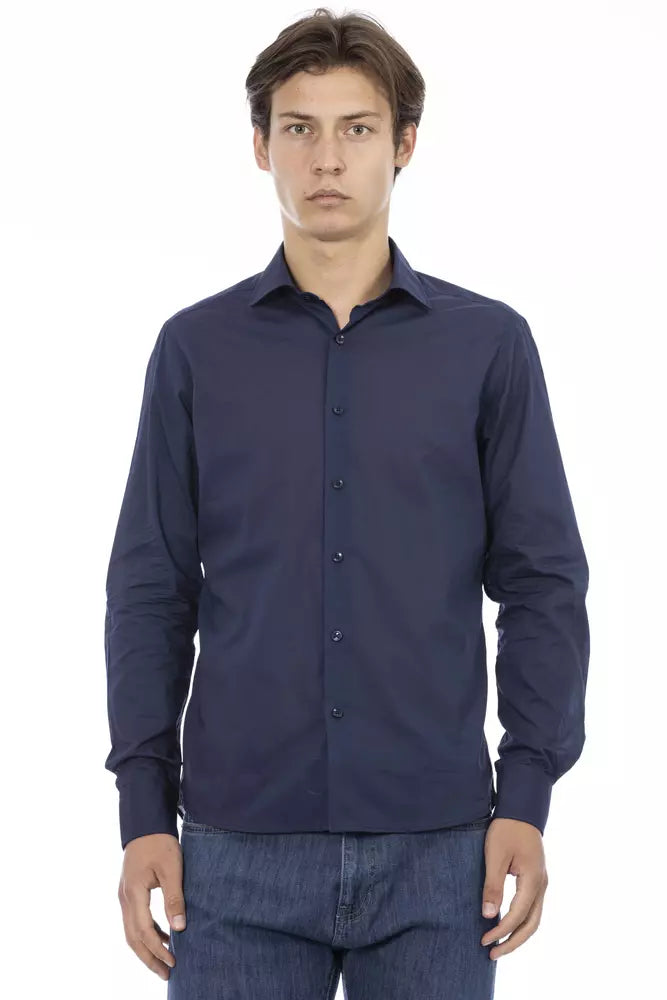 Baldinini Trend Chemise élégante en coton bleu coupe slim