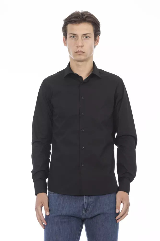 Baldinini Trend Chemise élégante en coton noir coupe slim