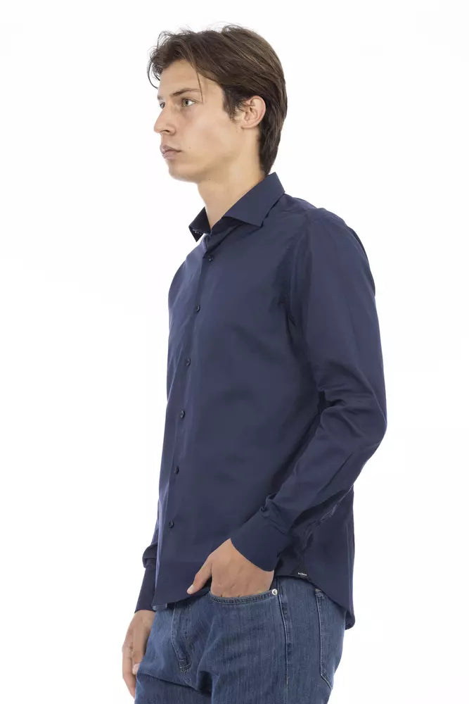 Baldinini Trend Chemise élégante en coton bleu coupe slim