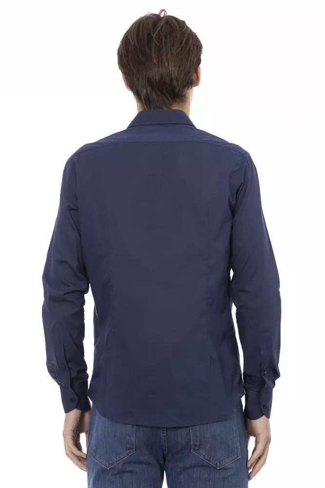 Baldinini Trend Chemise élégante en coton bleu coupe slim