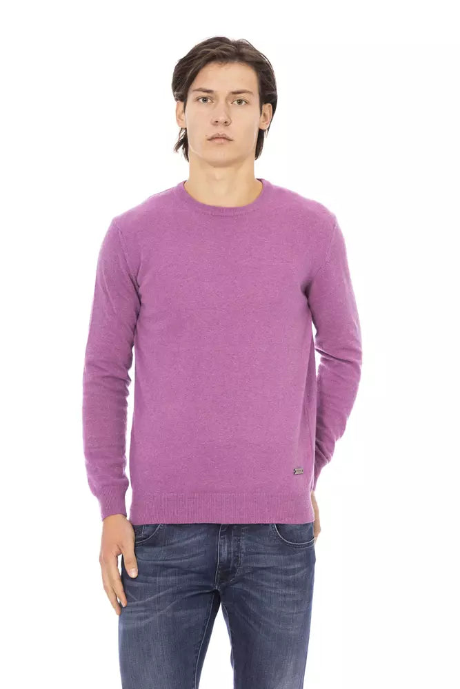 Baldinini Trend élégant pull à col rond en laine mélangée violet