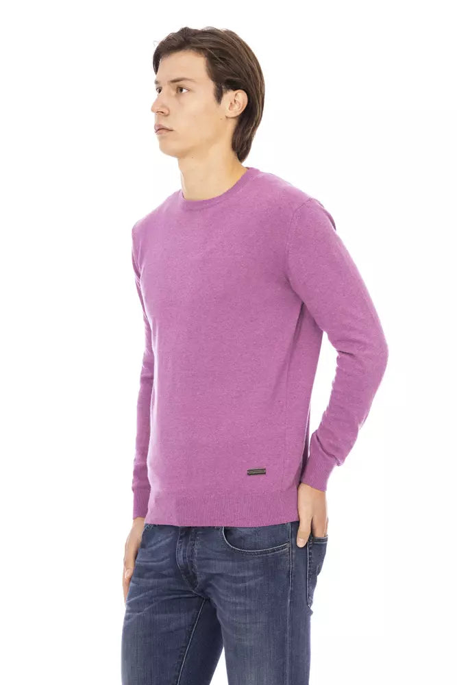 Baldinini Trend élégant pull à col rond en laine mélangée violet