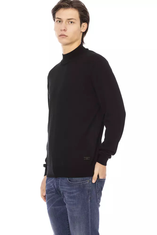 Baldinini Trend Pull élégant à col roulé noir avec monogramme