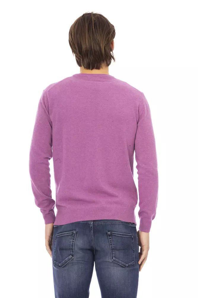 Baldinini Trend élégant pull à col rond en laine mélangée violet