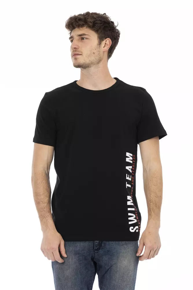 Bikkembergs T-shirt élégant en coton noir avec imprimé audacieux sur le devant