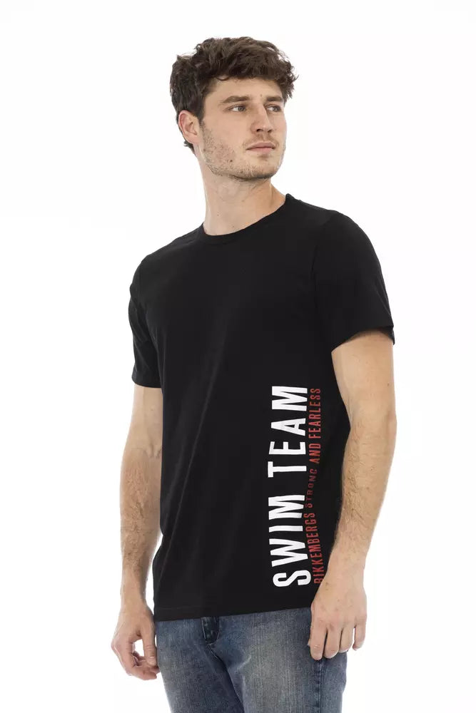 Bikkembergs T-shirt élégant en coton noir avec imprimé audacieux sur le devant