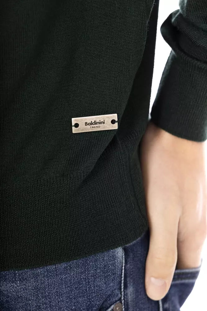 Baldinini Trend élégant pull monogramme vert à col rond