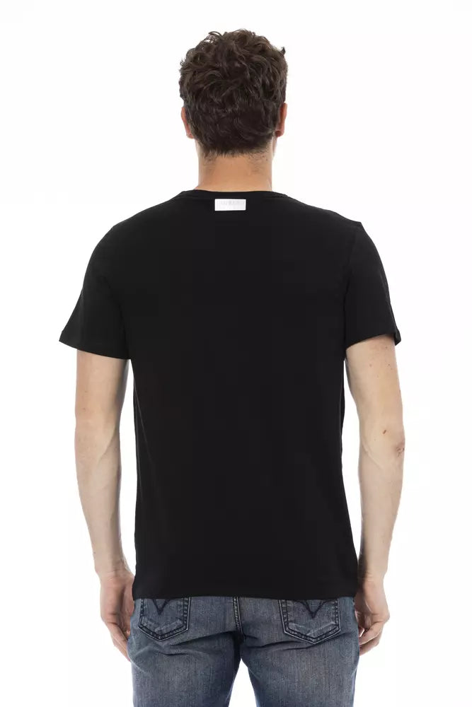 Bikkembergs T-shirt élégant en coton noir avec imprimé audacieux sur le devant