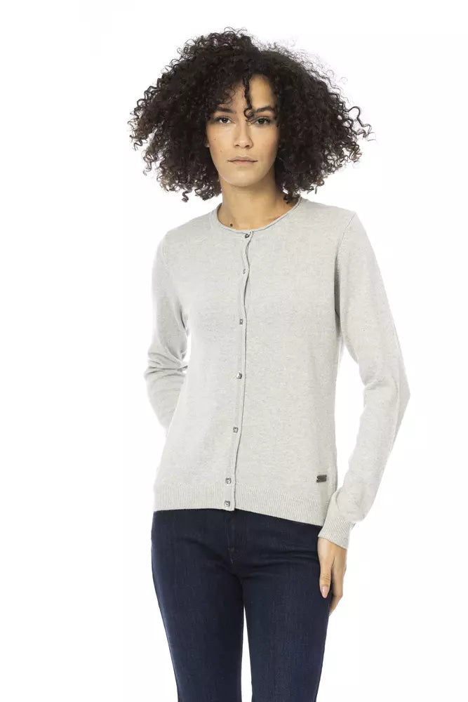 Baldinini Trend Chic Pull monogrammé en laine mélangée gris