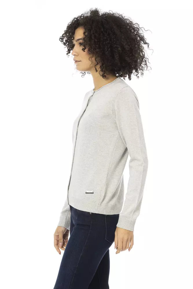 Baldinini Trend Chic Pull monogrammé en laine mélangée gris