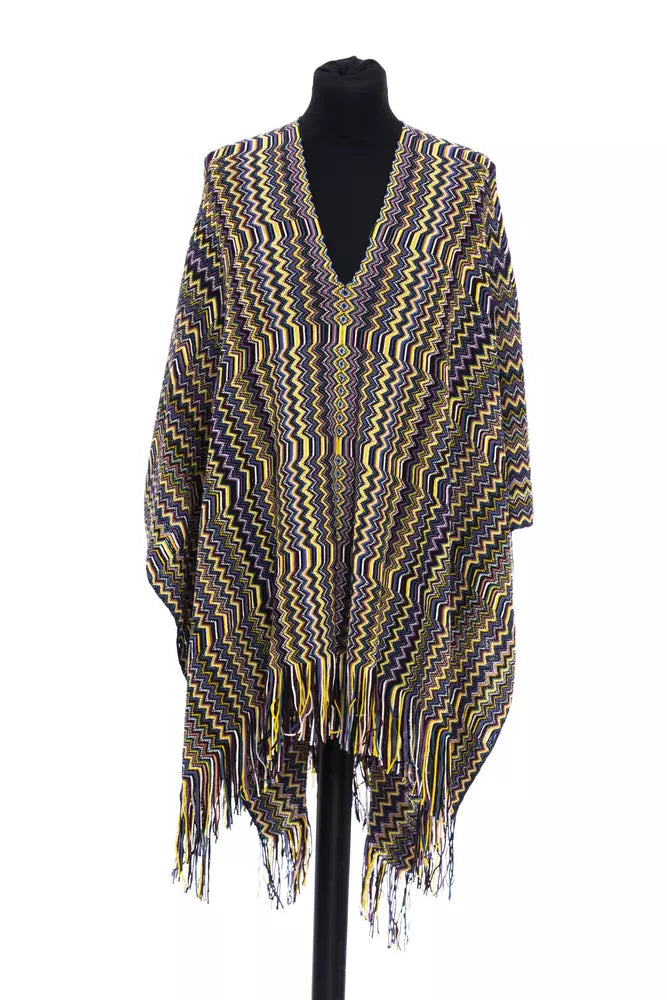 Poncho à franges fantaisie géométrique Missoni