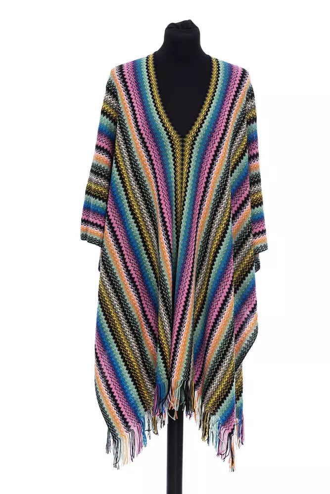 Poncho à franges fantaisie géométrique Missoni