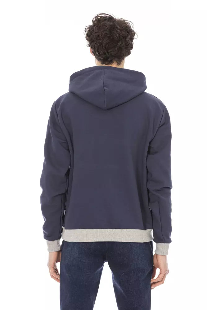 Baldinini Trend Chic Sweat à capuche en molleton de coton bleu avec logo sur le devant