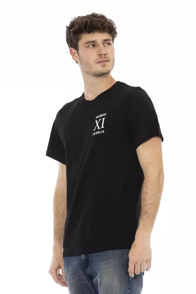 Bikkembergs T-shirt élégant en coton imprimé sur le devant