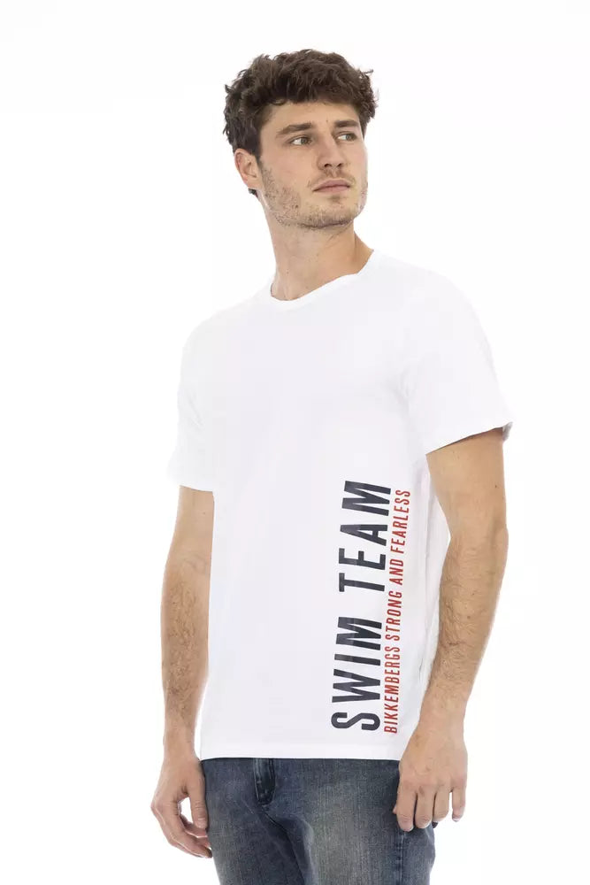 Bikkembergs T-shirt élégant en coton imprimé blanc