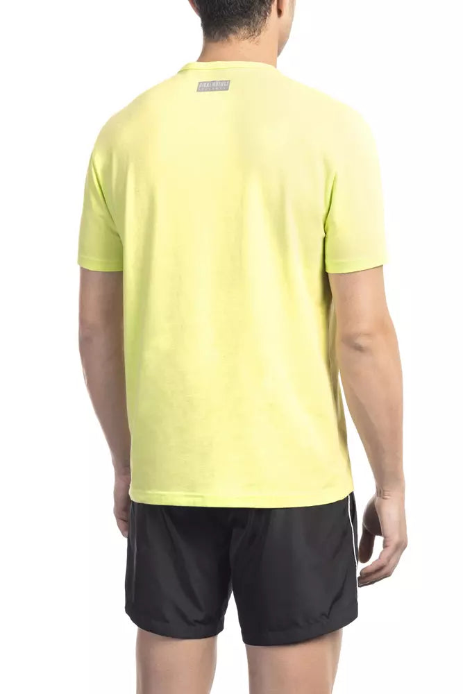 T-shirt imprimé en coton mélangé jaune radieux Bikkembergs