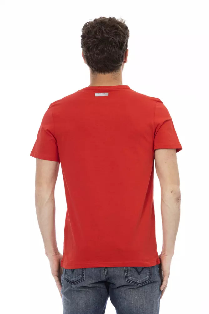 Bikkembergs - T-shirt rouge vif imprimé sur le devant