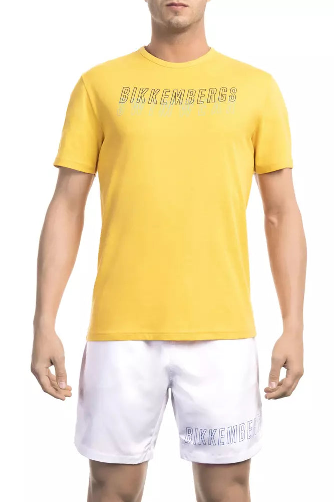 Bikkembergs - T-shirt en coton jaune soleil avec logo au dos