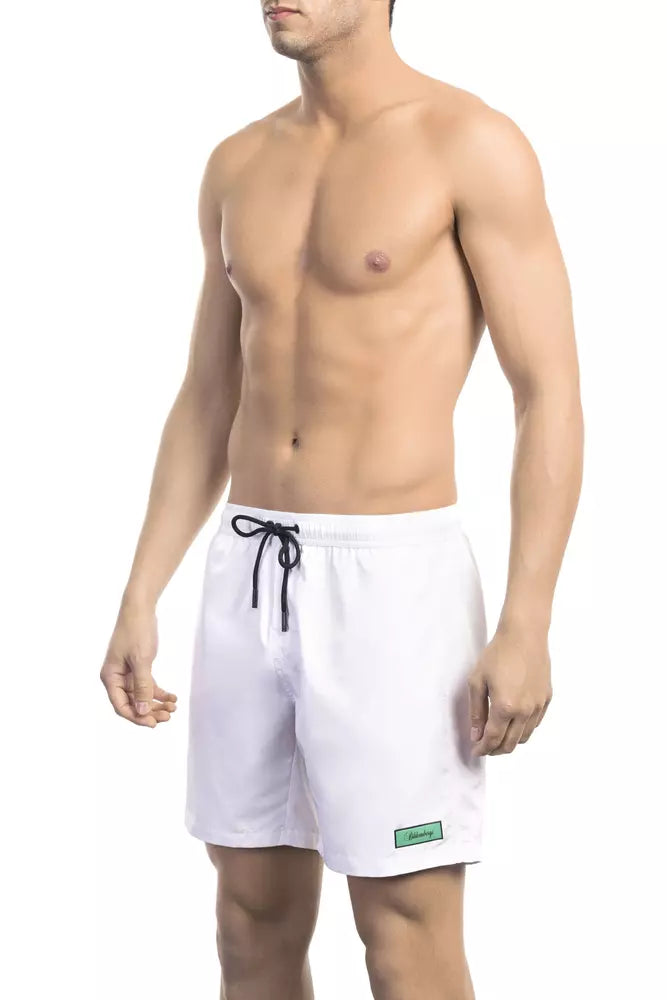 Bikkembergs élégant short de bain blanc avec logo