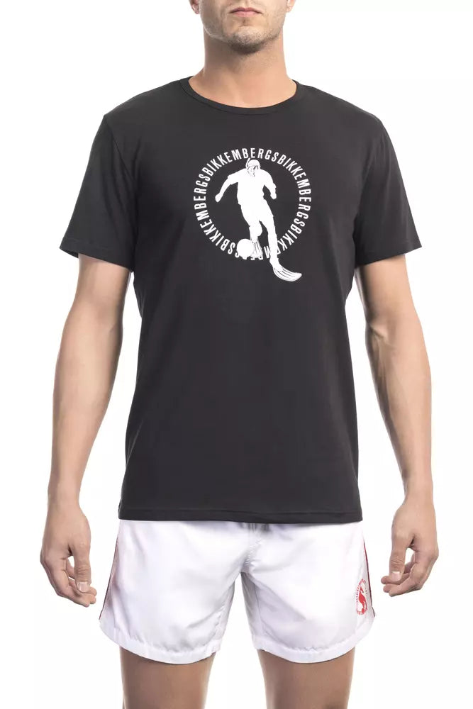 Bikkembergs T-shirt imprimé en coton mélangé noir élégant