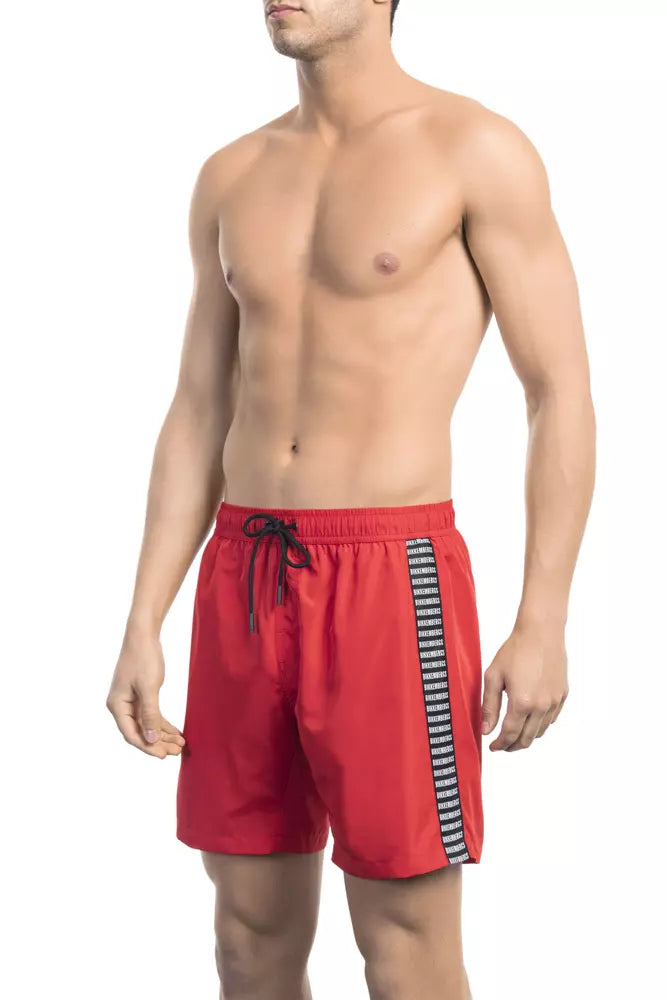 Bikkembergs Short de bain rouge avec poche arrière