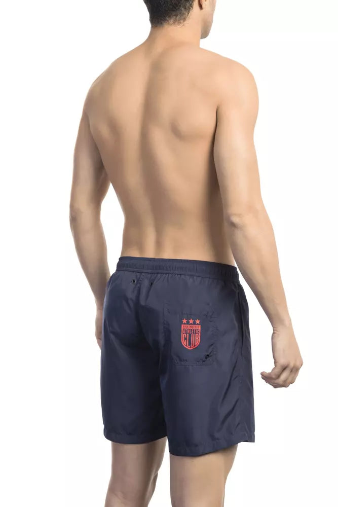 Bikkembergs - Short de bain chic bleu à imprimé latéral