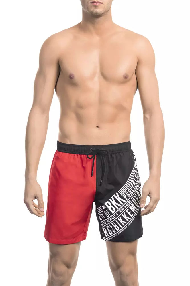 Bikkembergs Ravishing Short de bain rouge à imprimé latéral