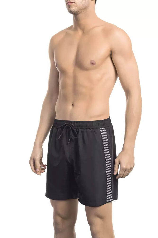 Bikkembergs Short de bain noir chic avec détail signature