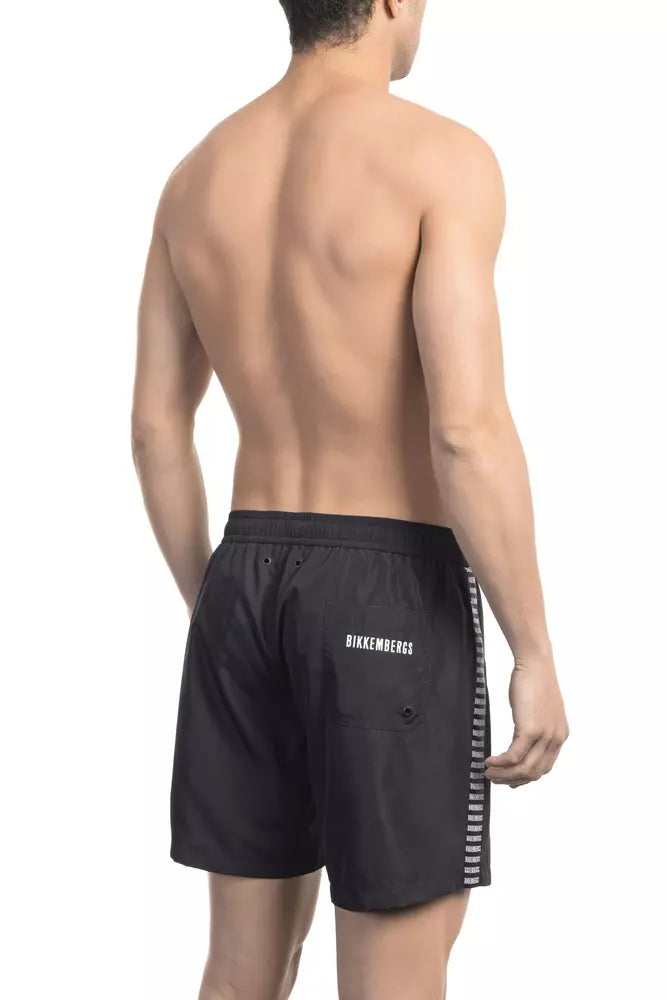 Bikkembergs Short de bain noir chic avec détail signature