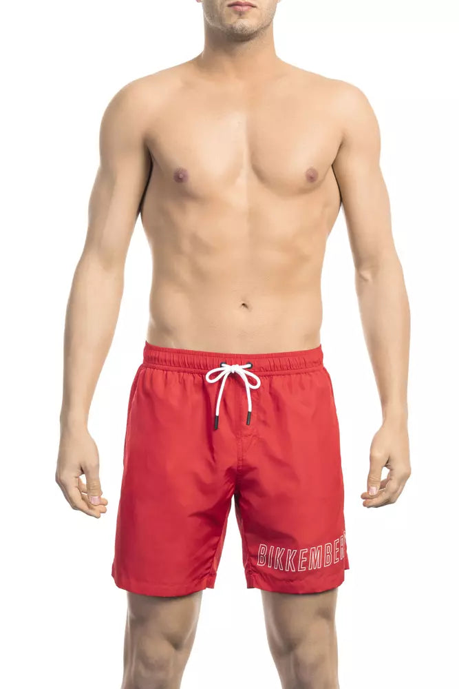 Bikkembergs Short de bain rouge chic avec détail imprimé