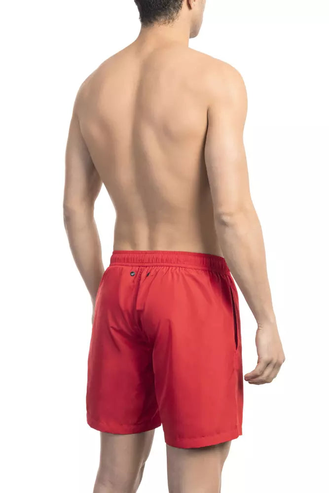 Bikkembergs Short de bain rouge chic avec détail imprimé