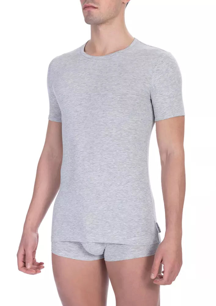 Bikkembergs Gray Cotton Men TShirt