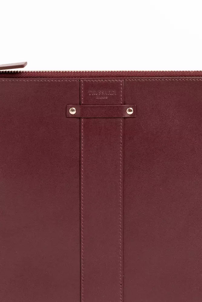 Trussardi Pochette élégante en cuir de veau avec logo