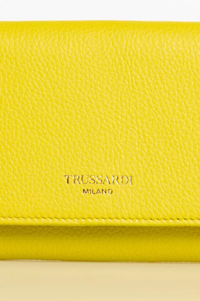 Trussardi Elegant Yellow Mini Leather Wallet