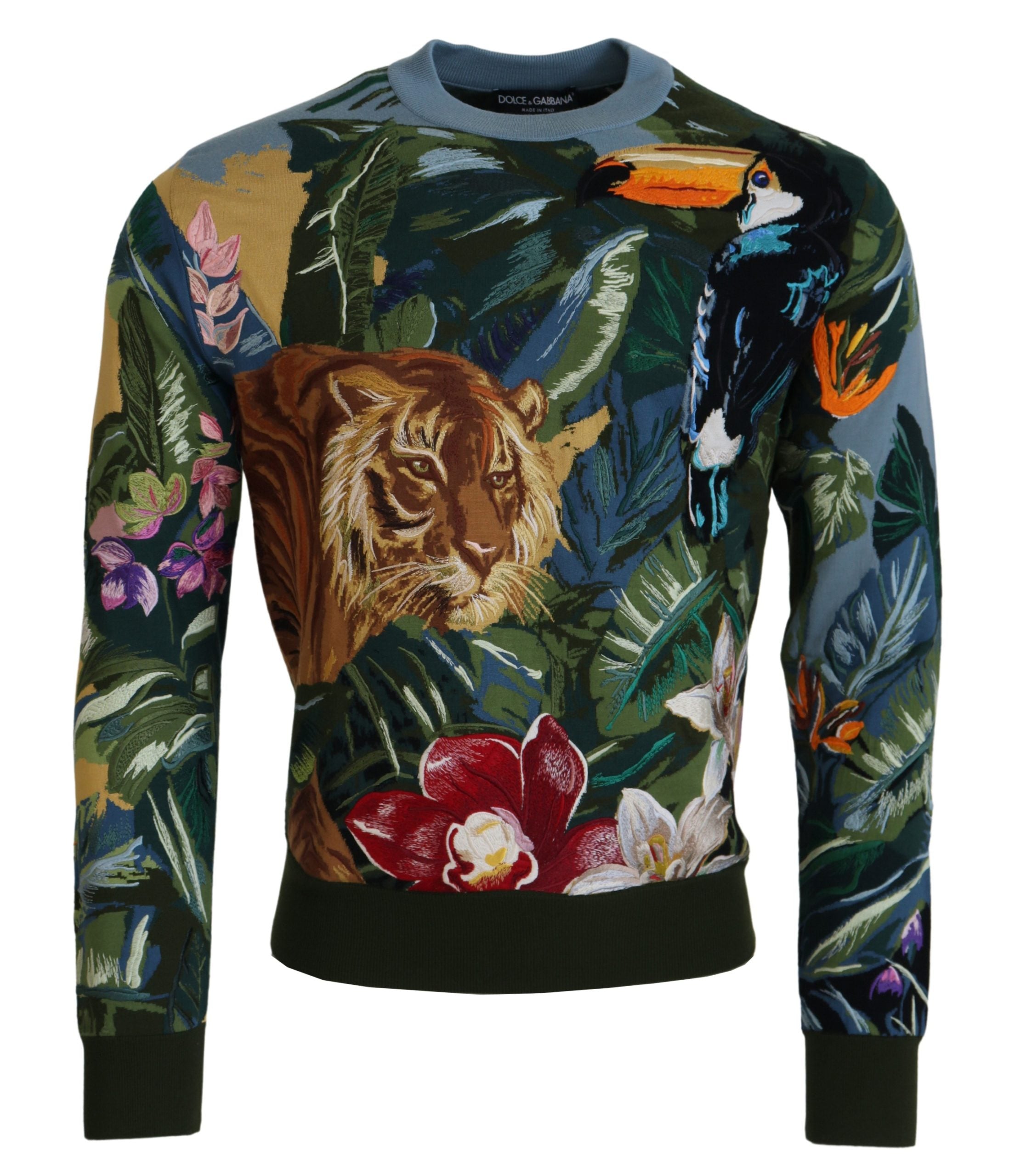 Dolce &amp; Gabbana Pull en laine et soie brodée Jungle