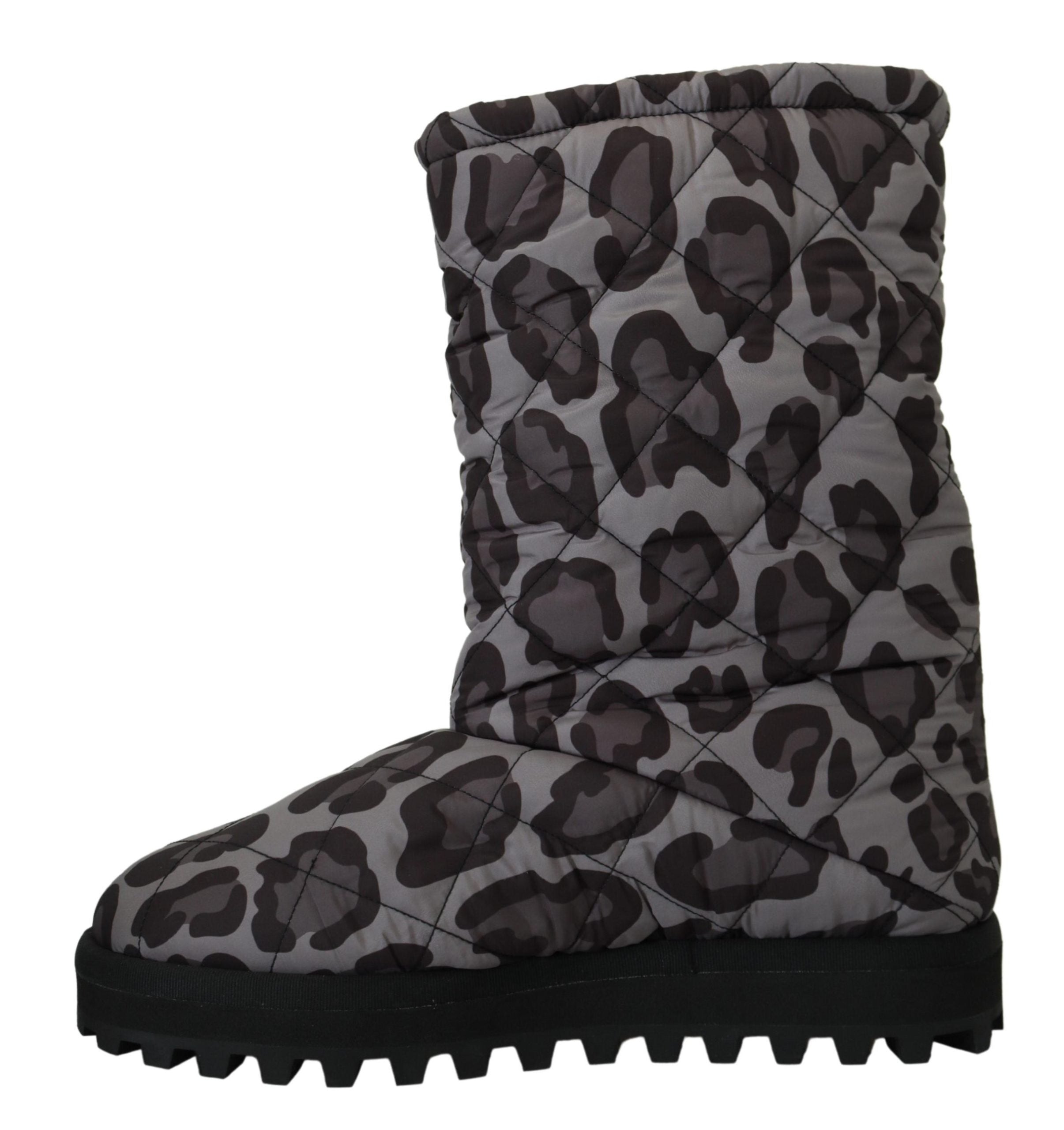 Dolce &amp; Gabbana Bottes mi-mollet élégantes à motif léopard gris