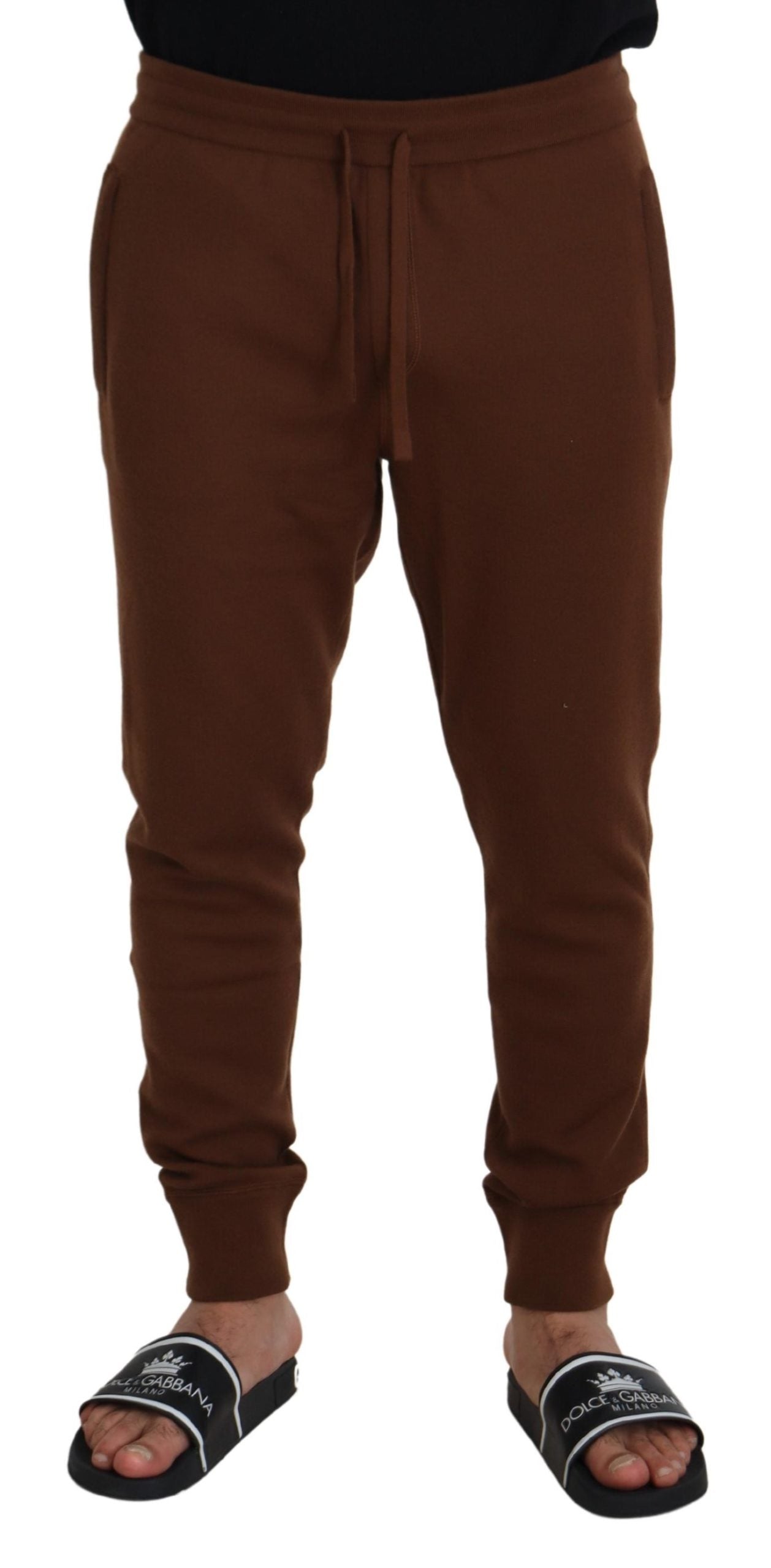 Dolce &amp; Gabbana Pantalon de jogging élégant en cachemire marron