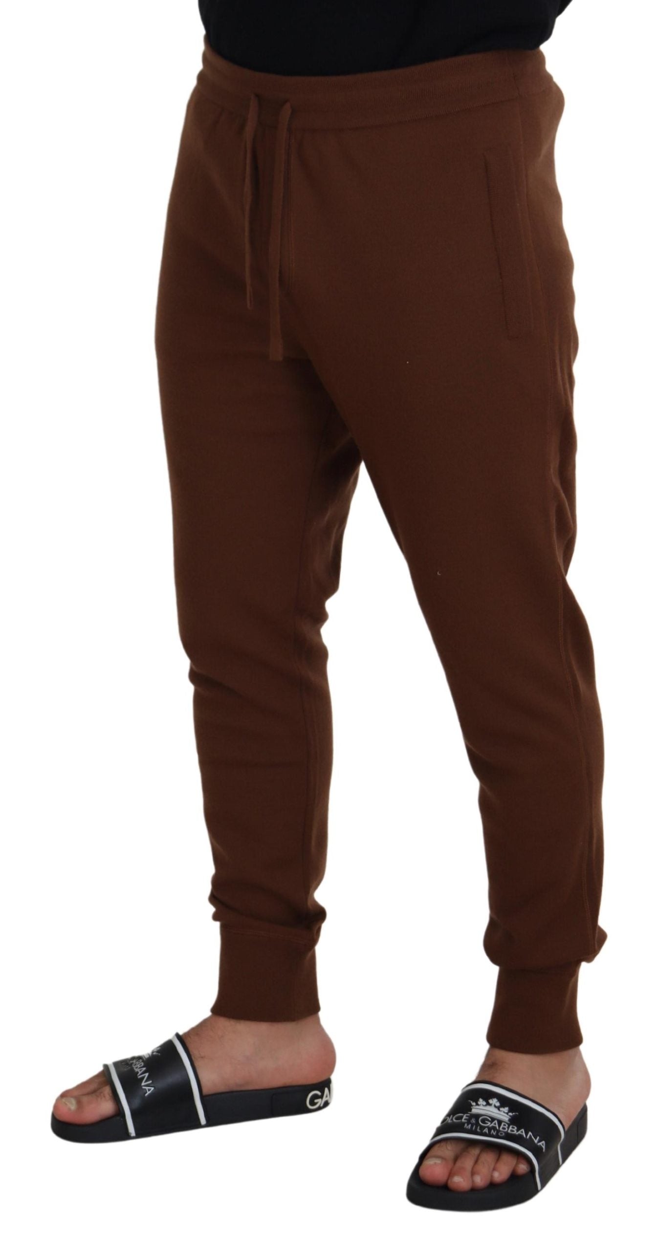 Dolce &amp; Gabbana Pantalon de jogging élégant en cachemire marron