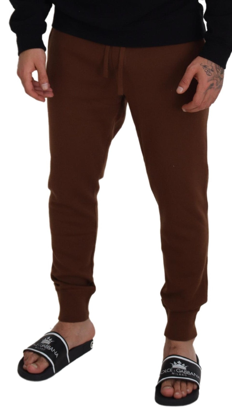 Dolce &amp; Gabbana Pantalon de jogging élégant en cachemire marron