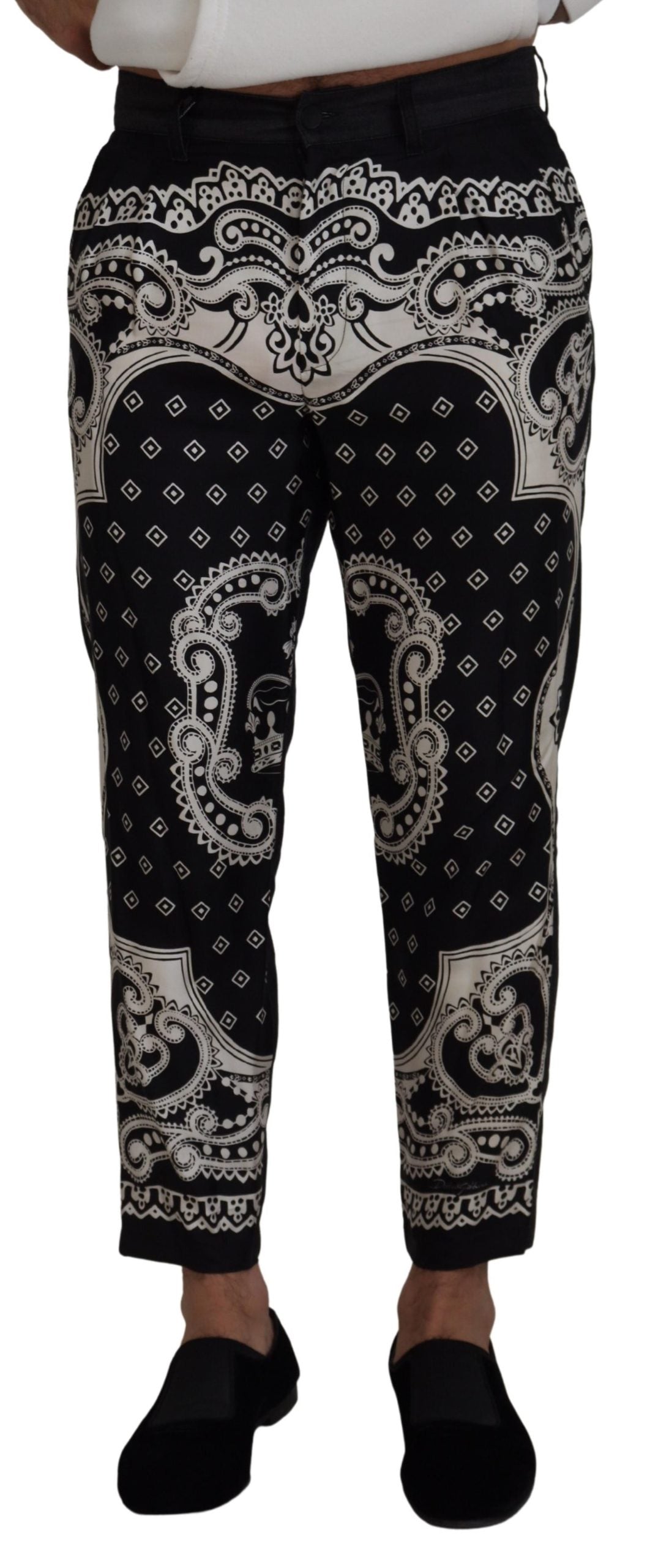 Dolce &amp; Gabbana Pantalon élégant en soie et coton à imprimé bandana